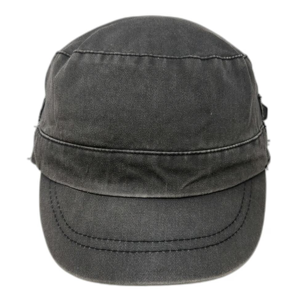 Dorfman Pacific Army Cap Gray One Size Elastic Back Side Buckles Work Cotton Hat